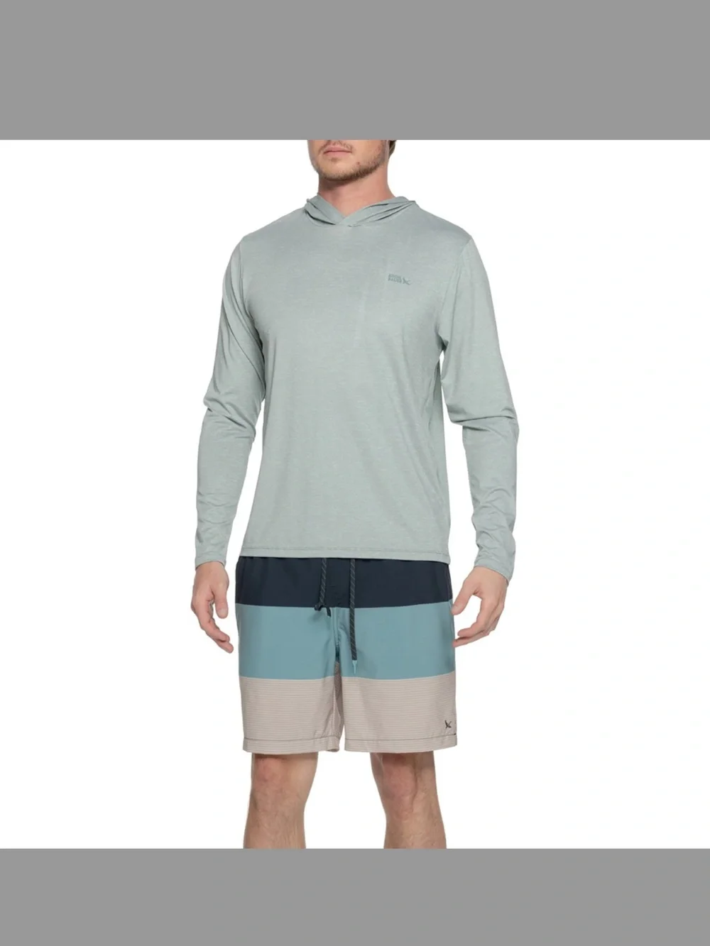 Eddie Bauer Heather Hooded Rash Guard and Swim Trunks Set  Sz M
